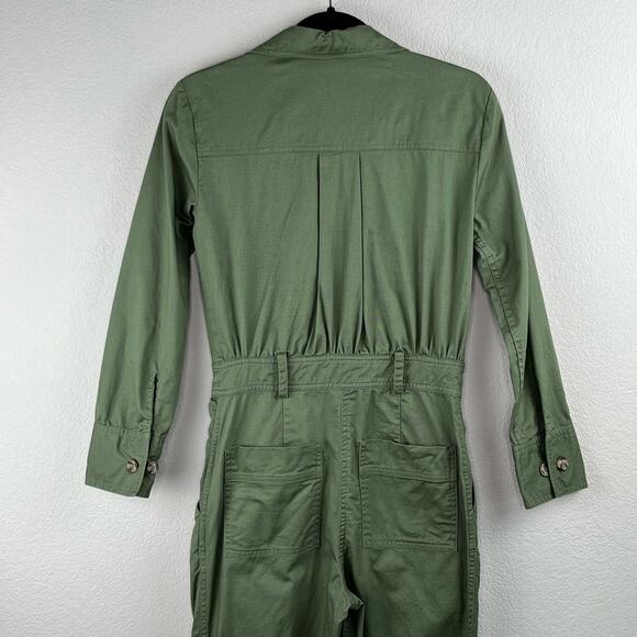 Tularosa Green Long Sleeve Zip Front Collared Utilitarian Jumpsuit XS/Small - Picture 12 of 16